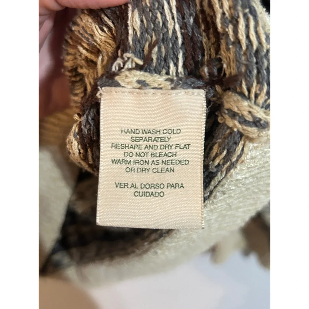 St Johns Bay Mens XL Silk Cotton Fair‎ Isle Crewneck Sweater Tan Brown Vintage